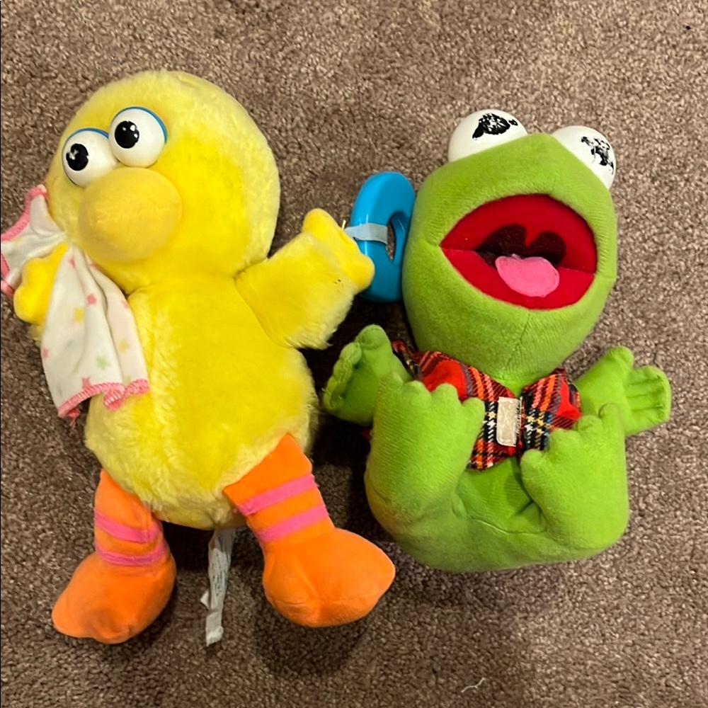 Vintage Baby Big Bird and Kermit thee Frog